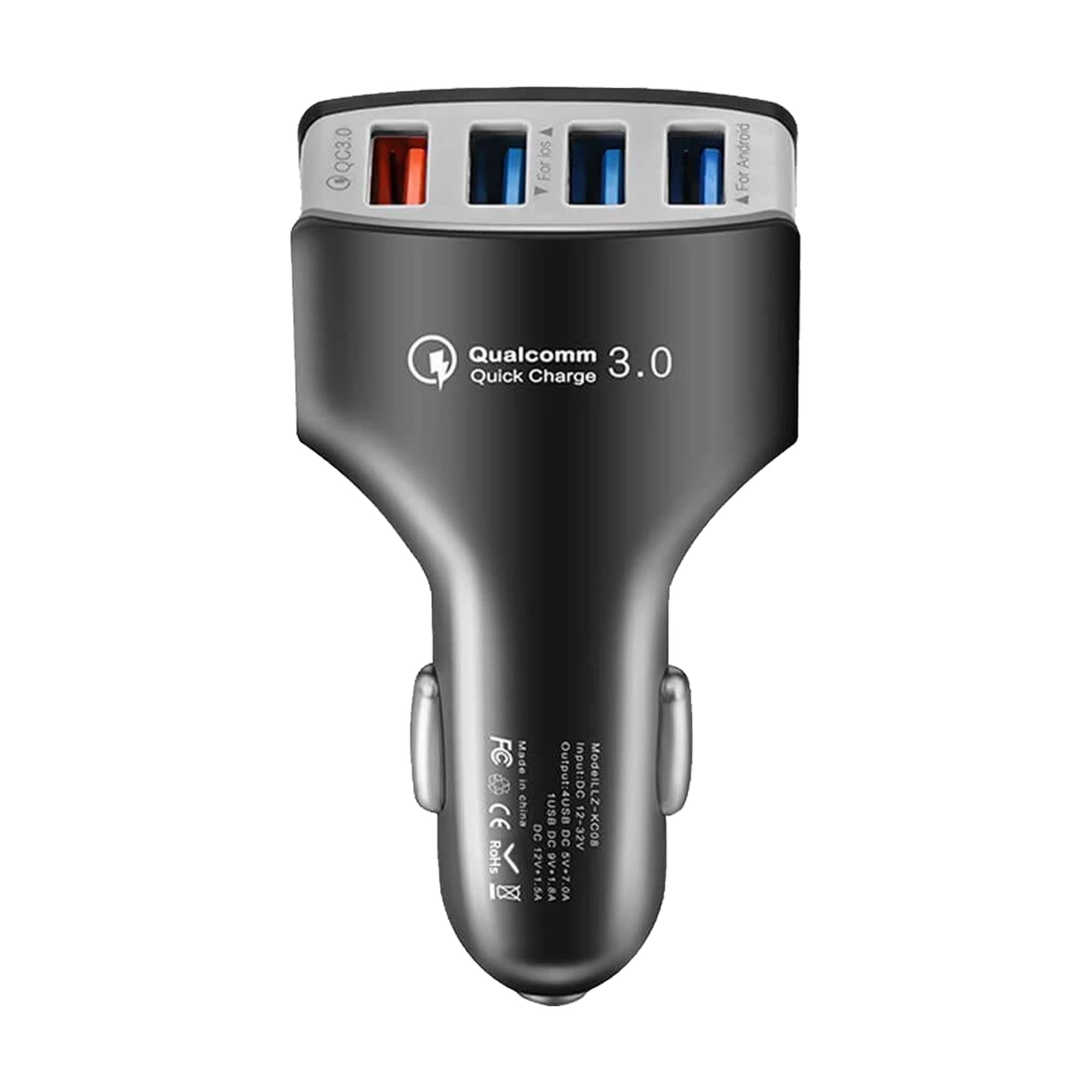 Qualcomm™ 4 Port USB Car Charger 7A QC 3.0-12-32V